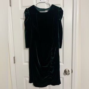 Vince Camuto Green Velvety Fitted Midi Dress - Size 14